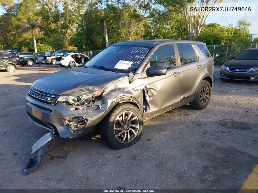 2018 Land Rover Discovery Sport Hse VIN: SALCR2RX7JH749646 Lot: 45136708