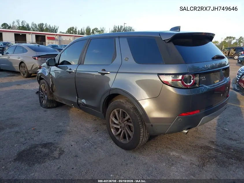 2018 Land Rover Discovery Sport Hse VIN: SALCR2RX7JH749646 Lot: 45136708