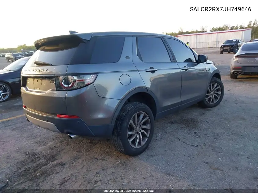 2018 Land Rover Discovery Sport Hse VIN: SALCR2RX7JH749646 Lot: 45136708
