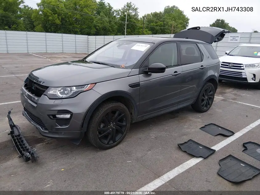 2018 Land Rover Discovery Sport Hse VIN: SALCR2RX1JH743308 Lot: 45179779