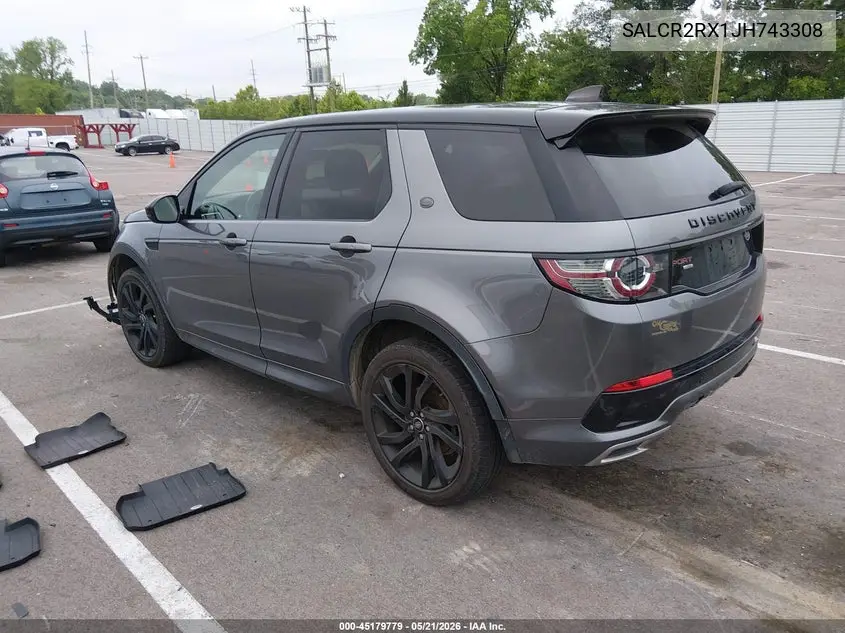 2018 Land Rover Discovery Sport Hse VIN: SALCR2RX1JH743308 Lot: 45179779