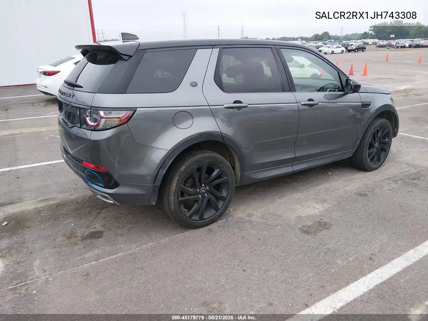 2018 Land Rover Discovery Sport Hse VIN: SALCR2RX1JH743308 Lot: 45179779