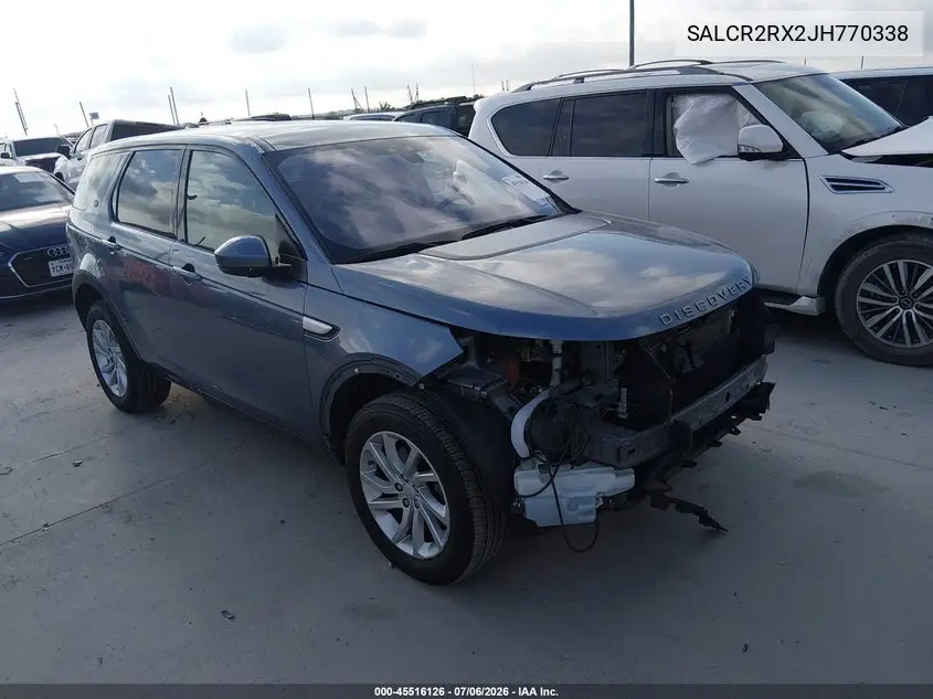 2018 Land Rover Discovery Sport Hse VIN: SALCR2RX2JH770338 Lot: 45516126