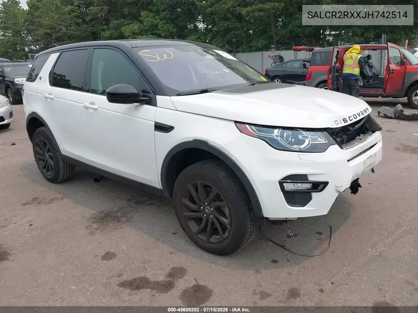2018 Land Rover Discovery Sport Hse VIN: SALCR2RXXJH742514 Lot: 45600202
