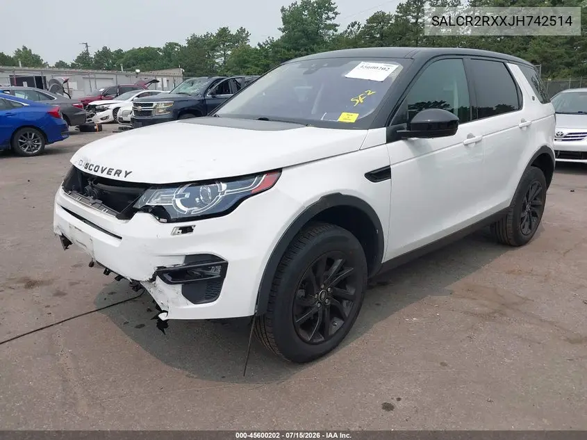 2018 Land Rover Discovery Sport Hse VIN: SALCR2RXXJH742514 Lot: 45600202