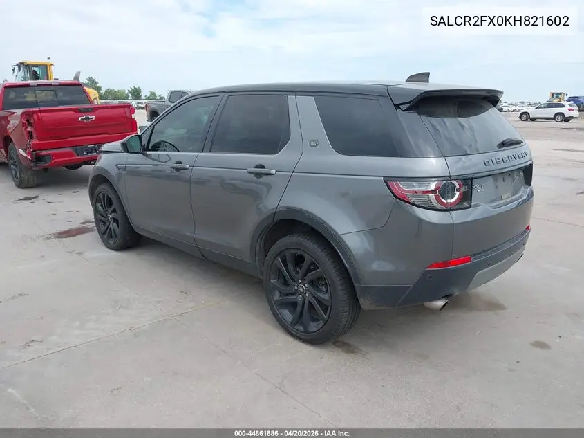 2019 Land Rover Discovery Sport Hse/Landmark Edition VIN: SALCR2FX0KH821602 Lot: 44861886