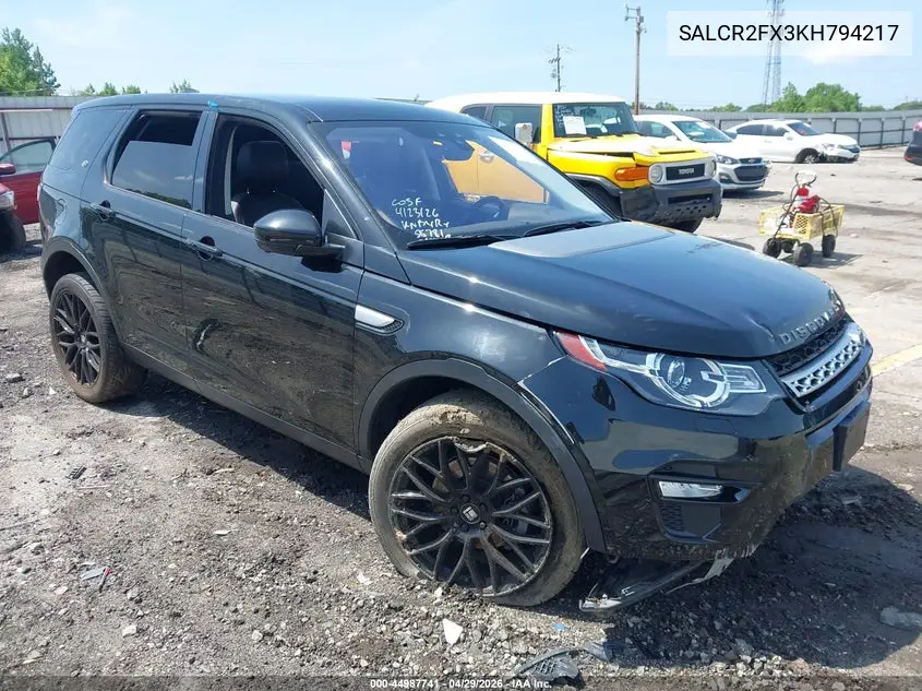 2019 Land Rover Discovery Sport Hse/Landmark Edition VIN: SALCR2FX3KH794217 Lot: 44987741