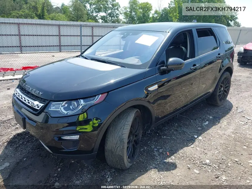2019 Land Rover Discovery Sport Hse/Landmark Edition VIN: SALCR2FX3KH794217 Lot: 44987741