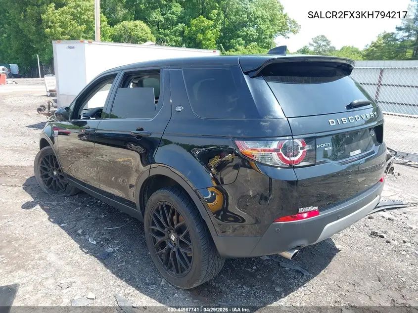 2019 Land Rover Discovery Sport Hse/Landmark Edition VIN: SALCR2FX3KH794217 Lot: 44987741