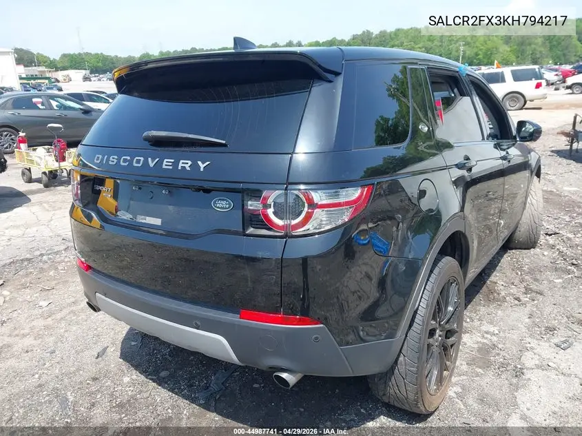 2019 Land Rover Discovery Sport Hse/Landmark Edition VIN: SALCR2FX3KH794217 Lot: 44987741
