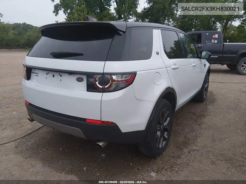 2019 Land Rover Discovery Sport Hse/Landmark Edition VIN: SALCR2FX3KH830021 Lot: 45199499
