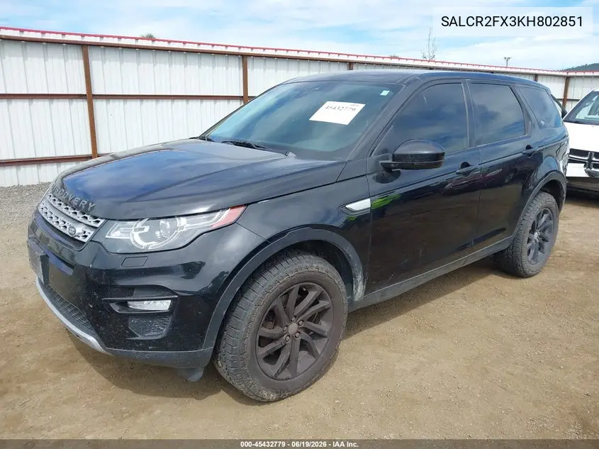 2019 Land Rover Discovery Sport Hse/Landmark Edition VIN: SALCR2FX3KH802851 Lot: 45432779