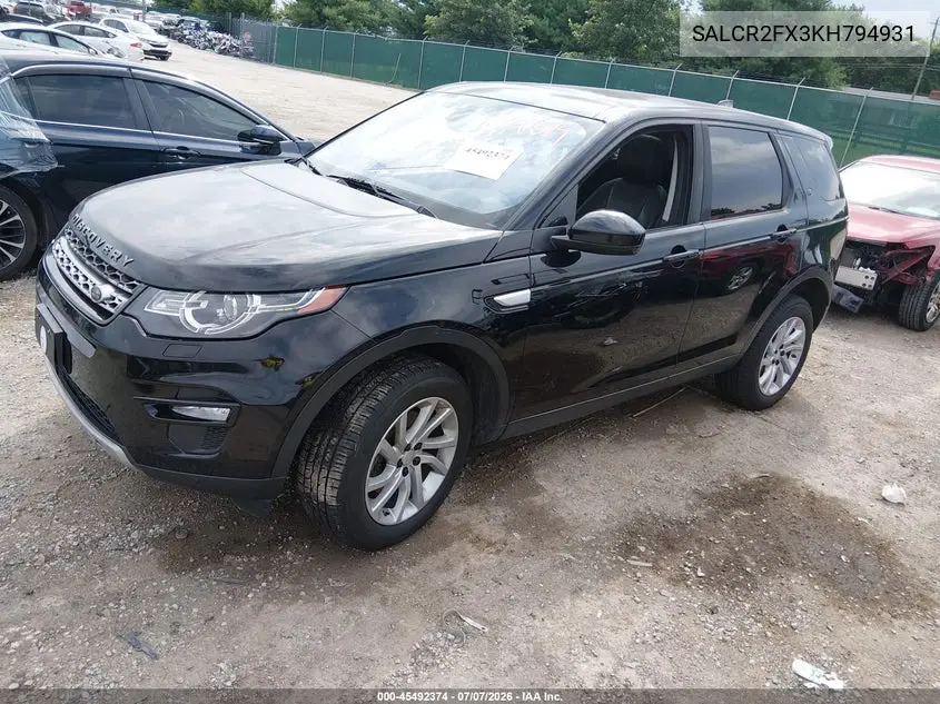 2019 Land Rover Discovery Sport Hse/Landmark Edition VIN: SALCR2FX3KH794931 Lot: 45492374