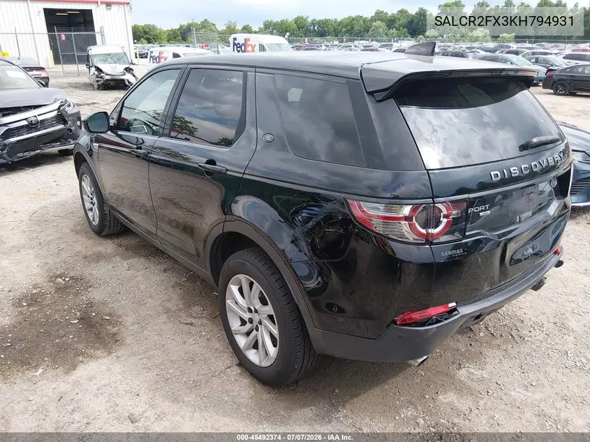 2019 Land Rover Discovery Sport Hse/Landmark Edition VIN: SALCR2FX3KH794931 Lot: 45492374