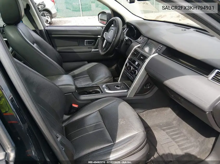 2019 Land Rover Discovery Sport Hse/Landmark Edition VIN: SALCR2FX3KH794931 Lot: 45492374