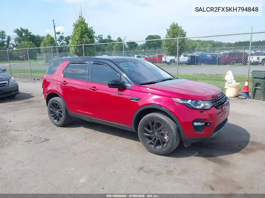 2019 Land Rover Discovery Sport Hse/Landmark Edition VIN: SALCR2FX5KH794848 Lot: 45506388