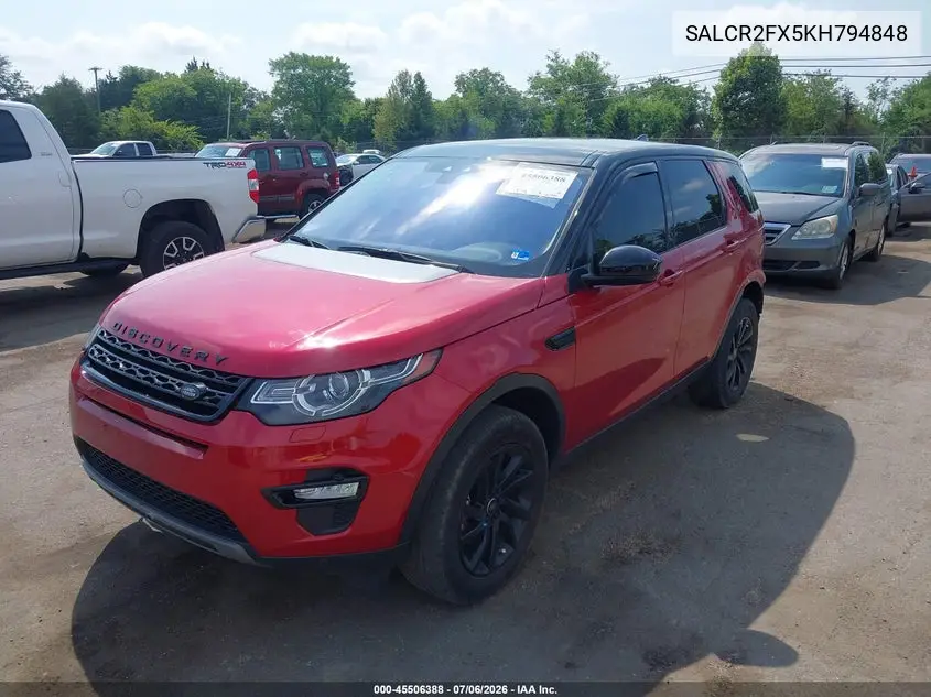 2019 Land Rover Discovery Sport Hse/Landmark Edition VIN: SALCR2FX5KH794848 Lot: 45506388