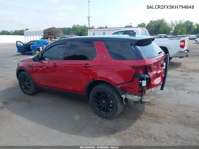 2019 Land Rover Discovery Sport Hse/Landmark Edition VIN: SALCR2FX5KH794848 Lot: 45506388