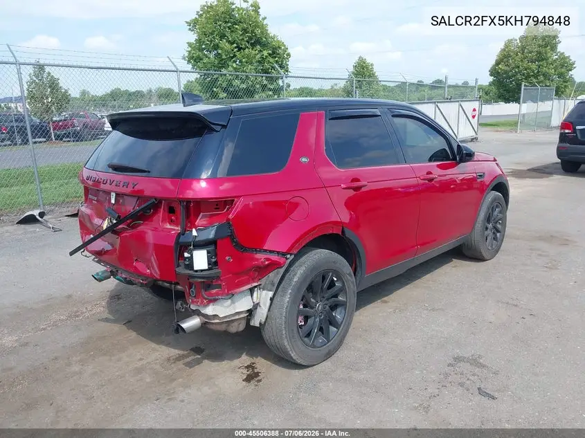 2019 Land Rover Discovery Sport Hse/Landmark Edition VIN: SALCR2FX5KH794848 Lot: 45506388