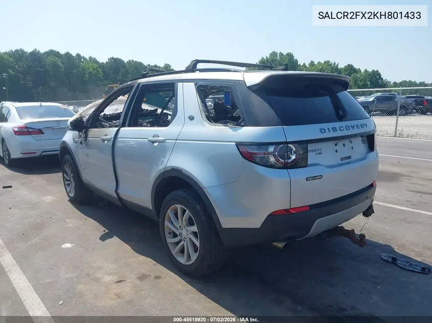 2019 Land Rover Discovery Sport Hse/Landmark Edition VIN: SALCR2FX2KH801433 Lot: 45518920