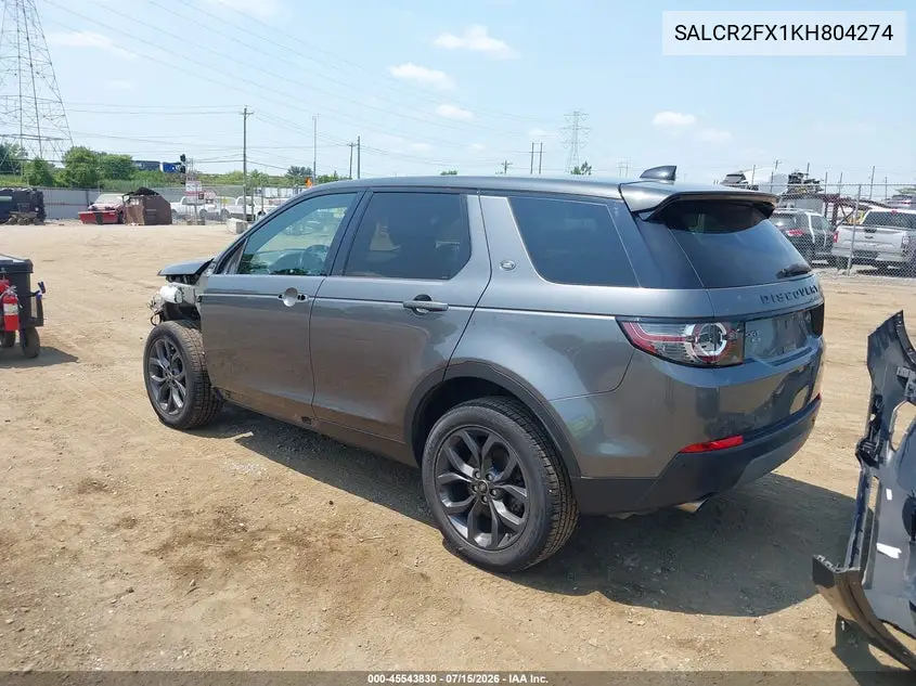 2019 Land Rover Discovery Sport Hse/Landmark Edition VIN: SALCR2FX1KH804274 Lot: 45543830