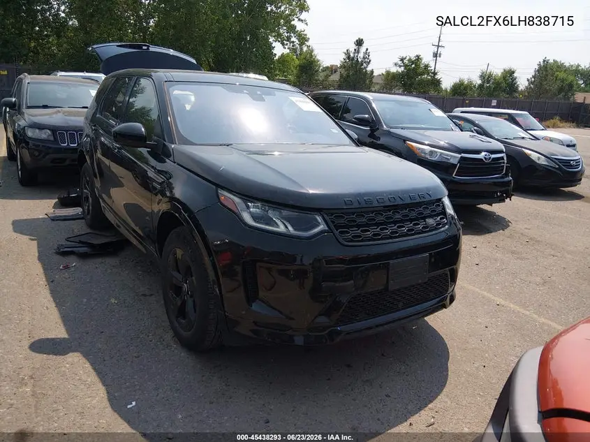 2020 Land Rover Discovery Sport R-Dynamic Se VIN: SALCL2FX6LH838715 Lot: 45438293