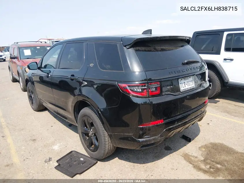 2020 Land Rover Discovery Sport R-Dynamic Se VIN: SALCL2FX6LH838715 Lot: 45438293