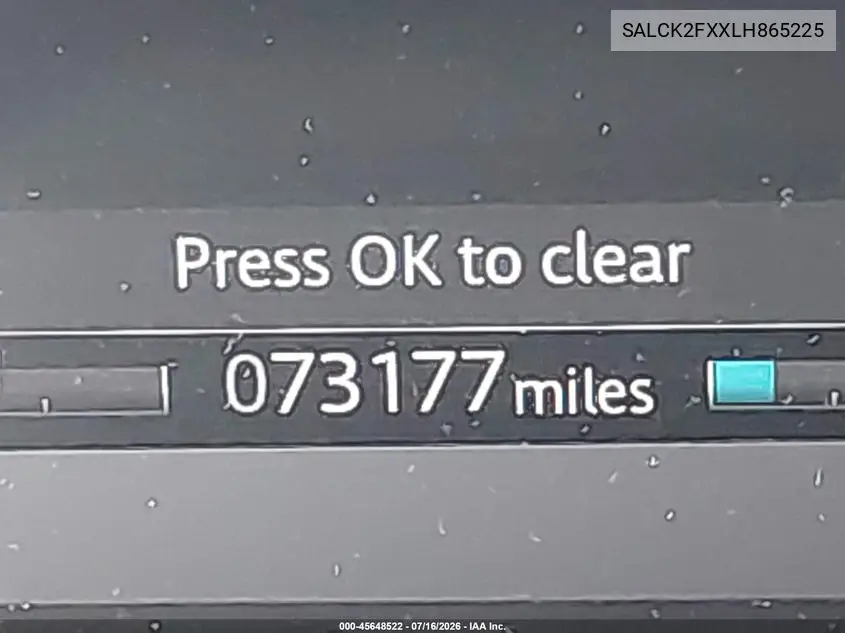 2020 Land Rover Discovery Sport Standard VIN: SALCK2FXXLH865225 Lot: 45648522