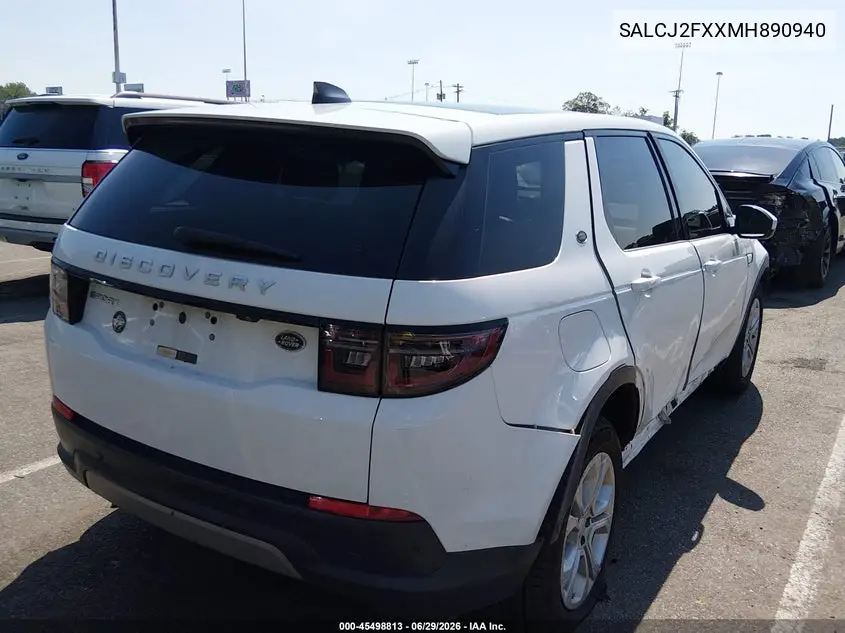 2021 Land Rover Discovery Sport S VIN: SALCJ2FXXMH890940 Lot: 45498813