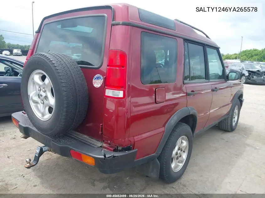 2000 Land Rover Discovery Series Ii Cloth/Series Ii Leather VIN: SALTY1246YA265578 Lot: 45452499