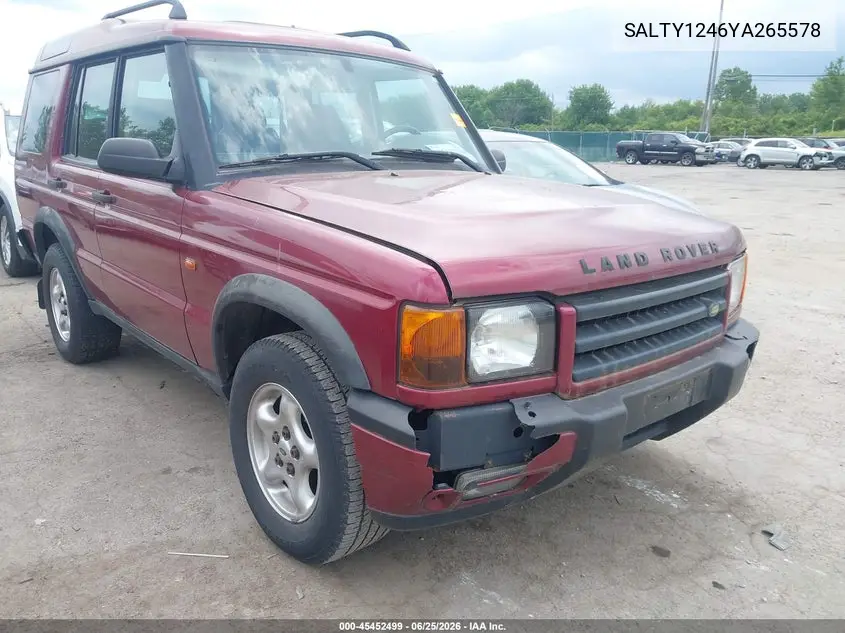 2000 Land Rover Discovery Series Ii Cloth/Series Ii Leather VIN: SALTY1246YA265578 Lot: 45452499