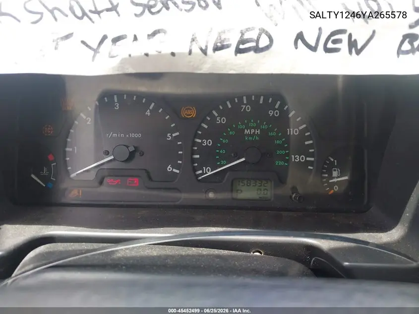 2000 Land Rover Discovery Series Ii Cloth/Series Ii Leather VIN: SALTY1246YA265578 Lot: 45452499