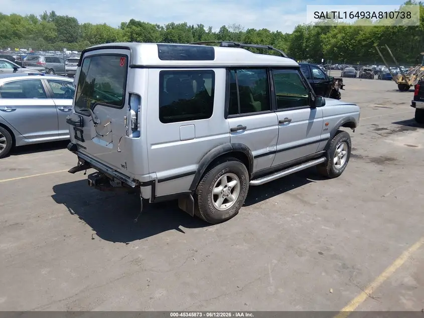 2003 Land Rover Discovery S VIN: SALTL16493A810738 Lot: 45345873