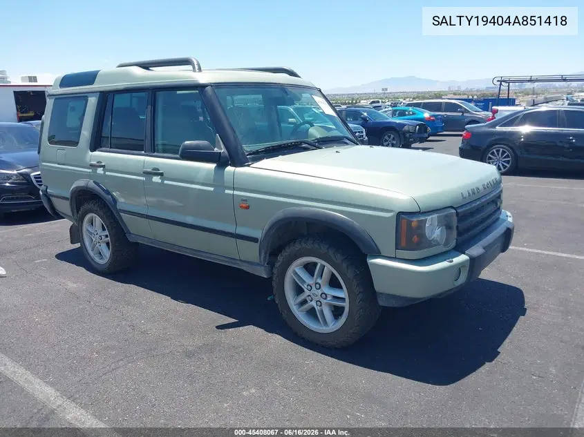 2004 Land Rover Discovery Se VIN: SALTY19404A851418 Lot: 45408067