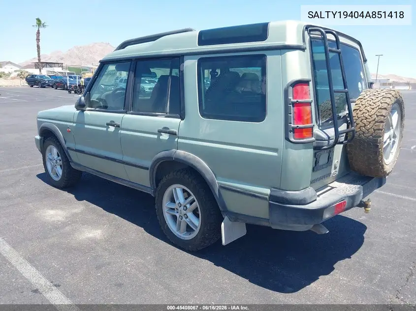 2004 Land Rover Discovery Se VIN: SALTY19404A851418 Lot: 45408067