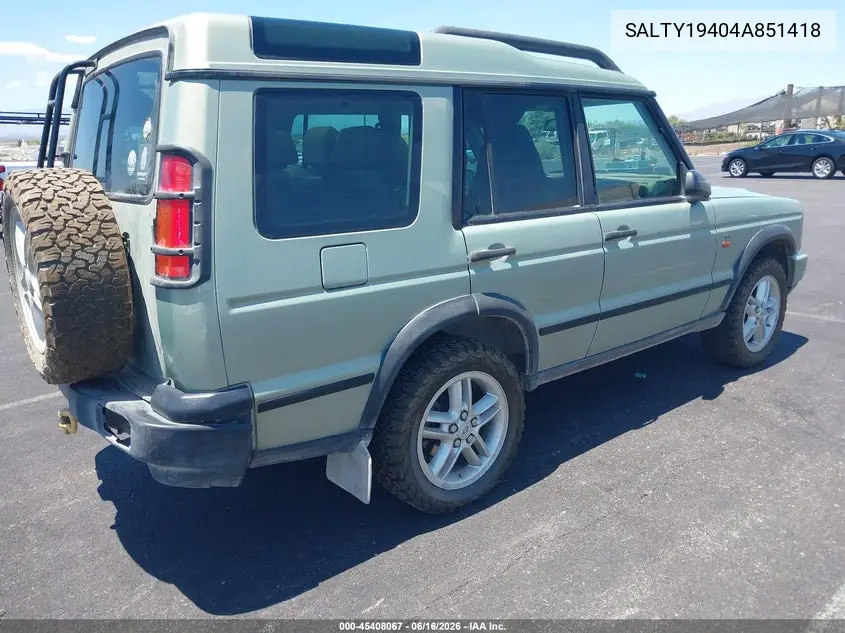 2004 Land Rover Discovery Se VIN: SALTY19404A851418 Lot: 45408067