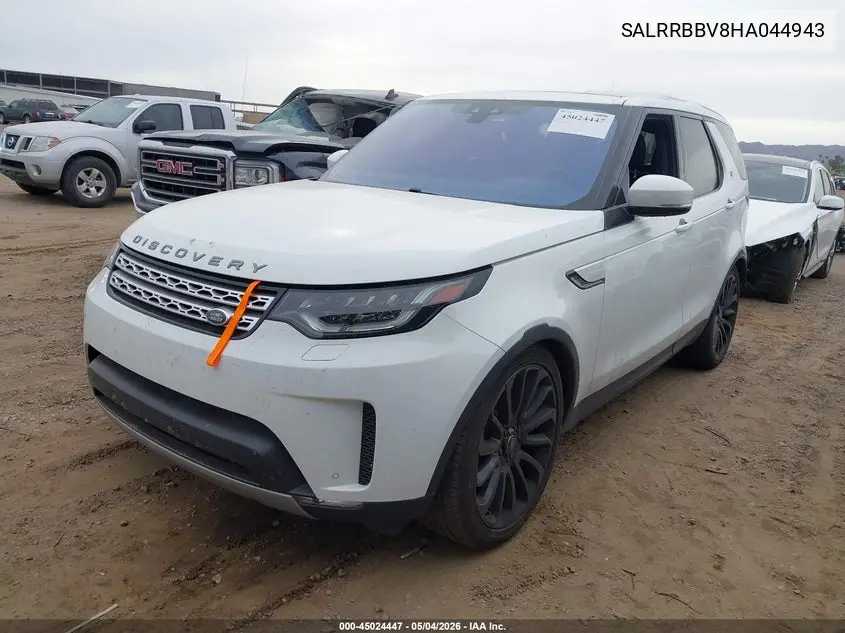2017 Land Rover Discovery Hse VIN: SALRRBBV8HA044943 Lot: 45024447