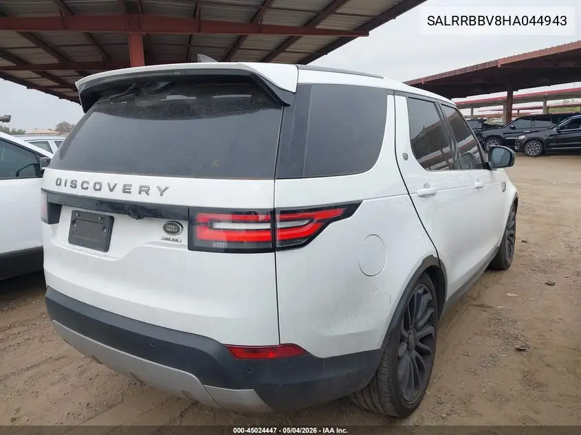 2017 Land Rover Discovery Hse VIN: SALRRBBV8HA044943 Lot: 45024447