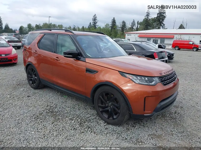 2017 Land Rover Discovery Hse Luxury VIN: SALRHBBV1HA020003 Lot: 45060089