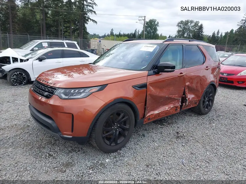 2017 Land Rover Discovery Hse Luxury VIN: SALRHBBV1HA020003 Lot: 45060089