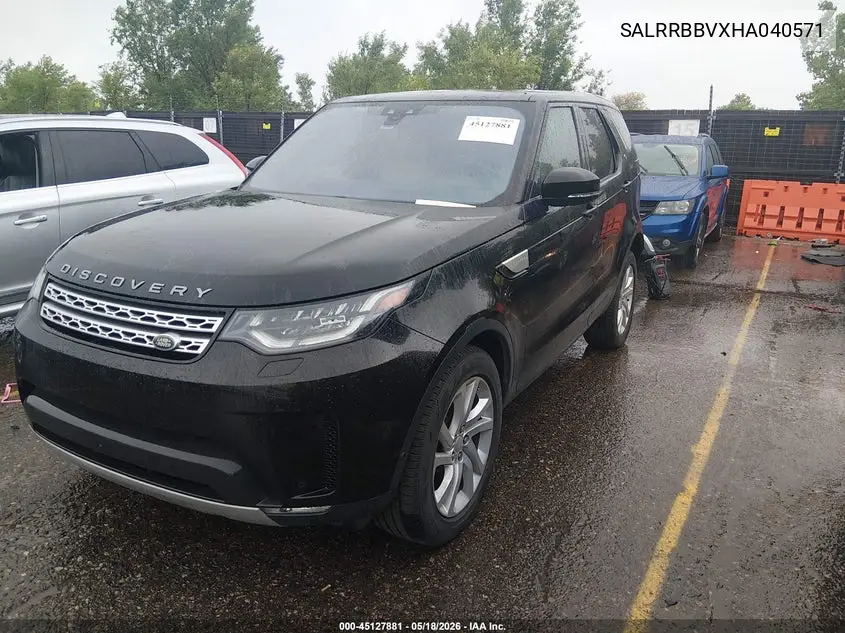 2017 Land Rover Discovery Hse VIN: SALRRBBVXHA040571 Lot: 45127881