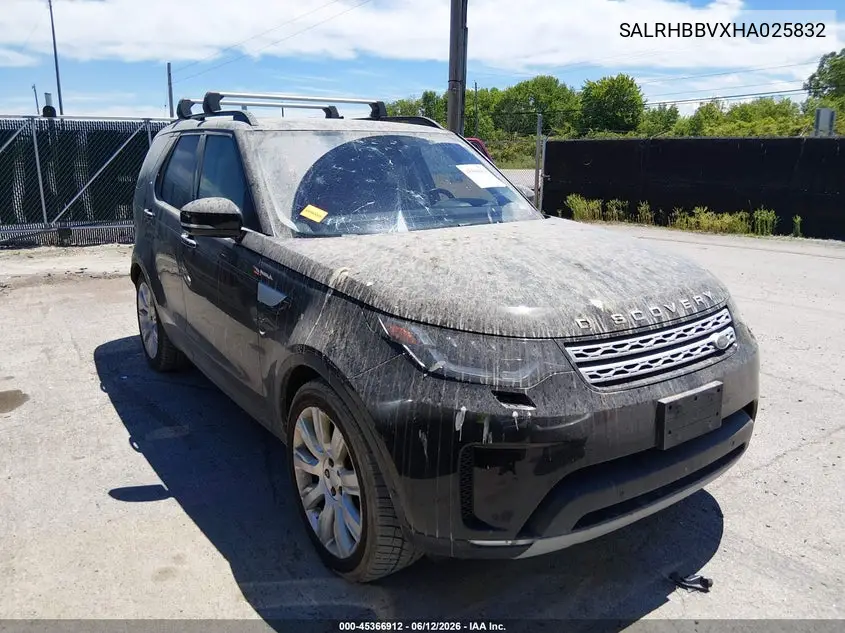 2017 Land Rover Discovery Hse Luxury VIN: SALRHBBVXHA025832 Lot: 45366912
