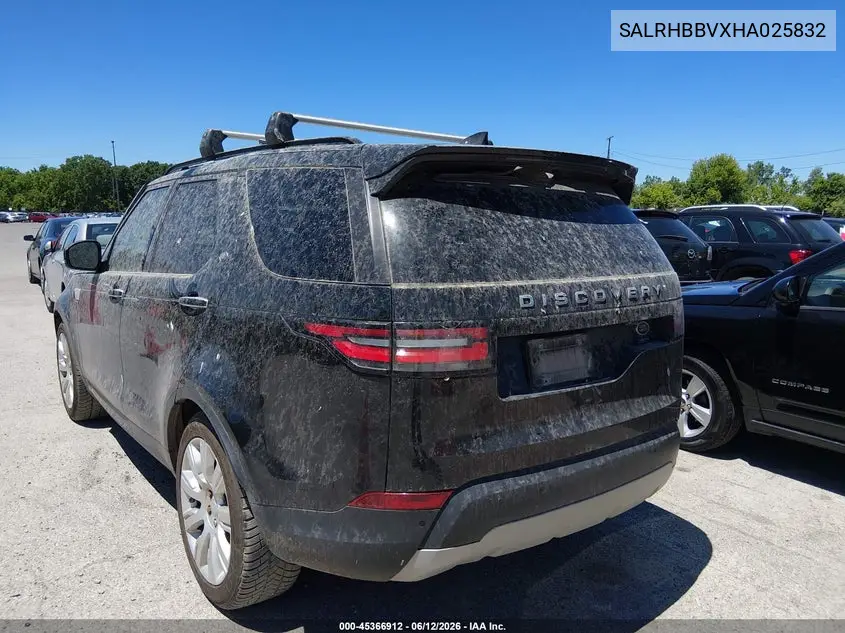 2017 Land Rover Discovery Hse Luxury VIN: SALRHBBVXHA025832 Lot: 45366912