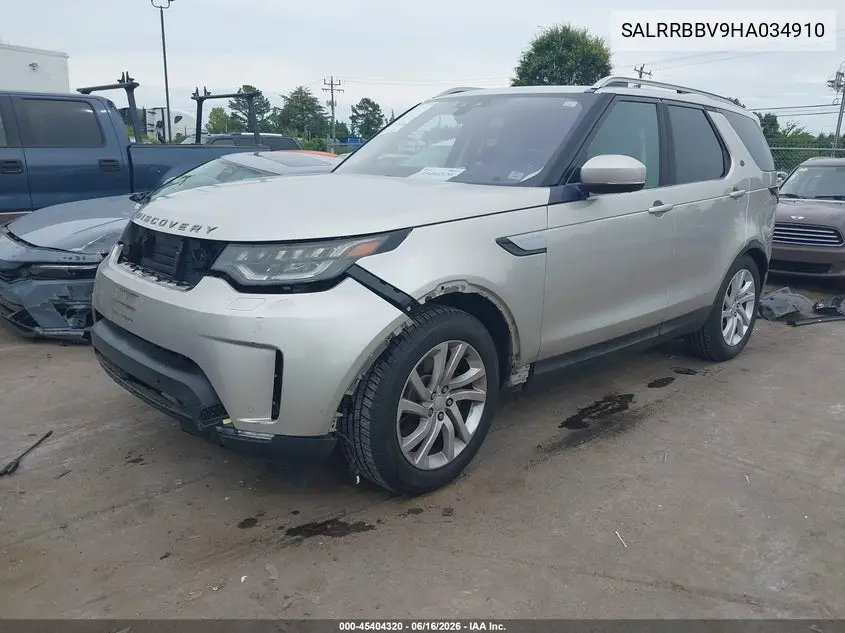 2017 Land Rover Discovery Hse VIN: SALRRBBV9HA034910 Lot: 45404320
