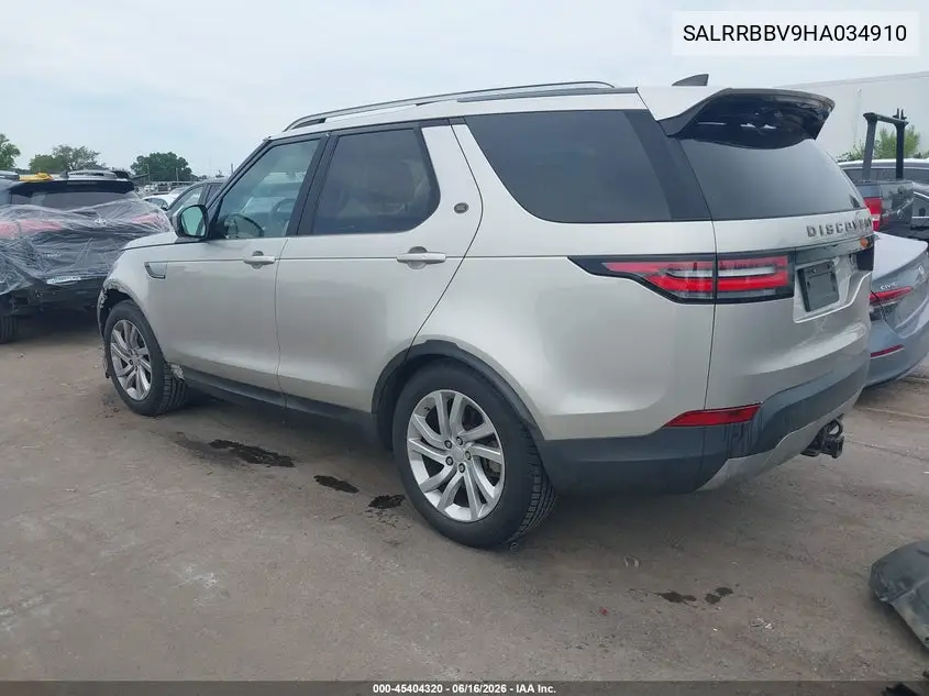 2017 Land Rover Discovery Hse VIN: SALRRBBV9HA034910 Lot: 45404320