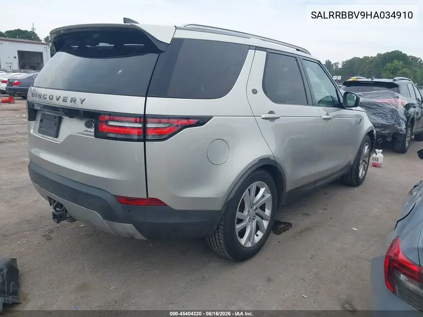 2017 Land Rover Discovery Hse VIN: SALRRBBV9HA034910 Lot: 45404320