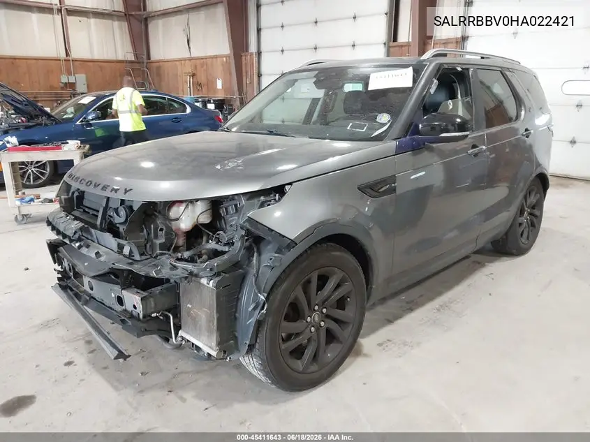 2017 Land Rover Discovery Hse VIN: SALRRBBV0HA022421 Lot: 45411643