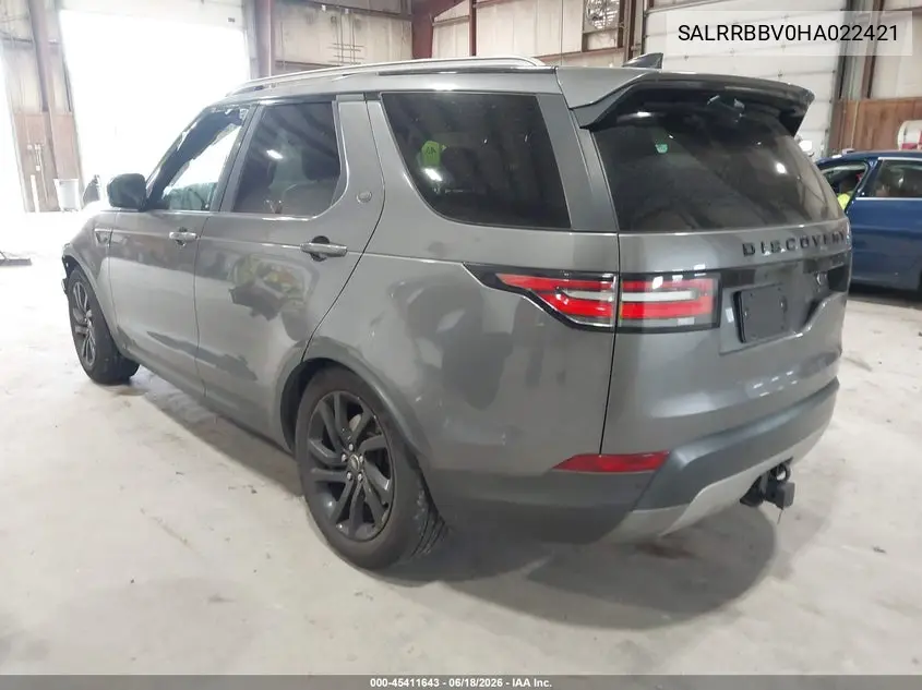 2017 Land Rover Discovery Hse VIN: SALRRBBV0HA022421 Lot: 45411643