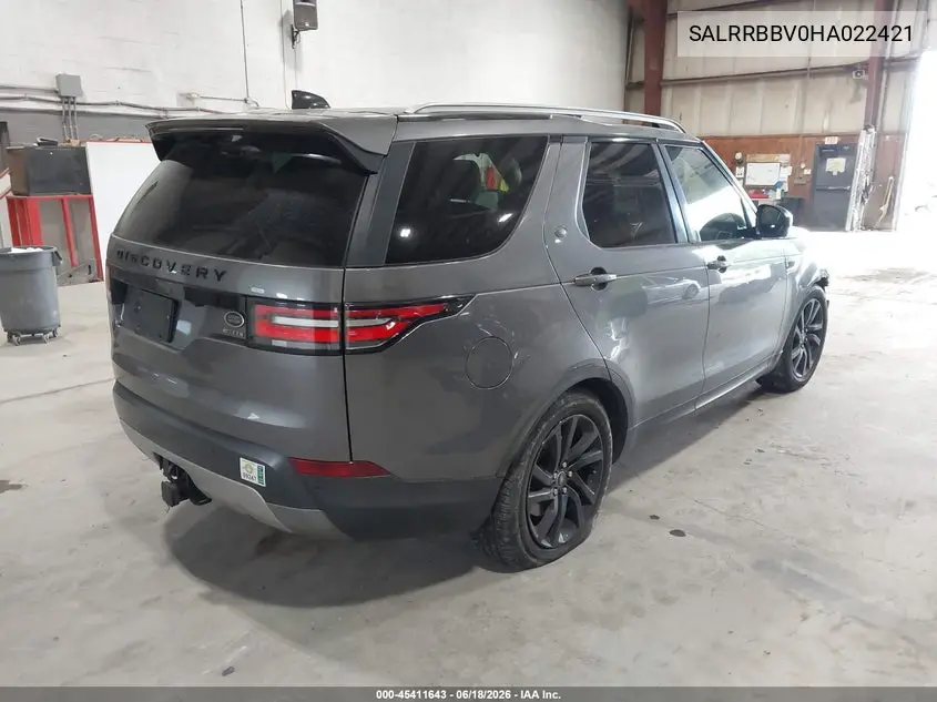 2017 Land Rover Discovery Hse VIN: SALRRBBV0HA022421 Lot: 45411643