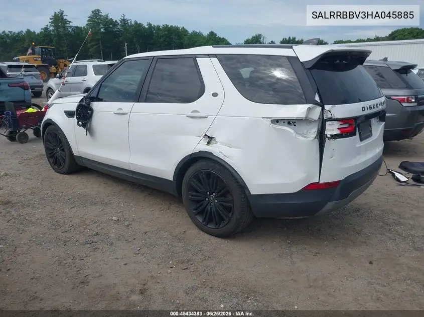 2017 Land Rover Discovery Hse VIN: SALRRBBV3HA045885 Lot: 45434383